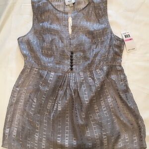Eci Sheer Sleeveless Silver Top